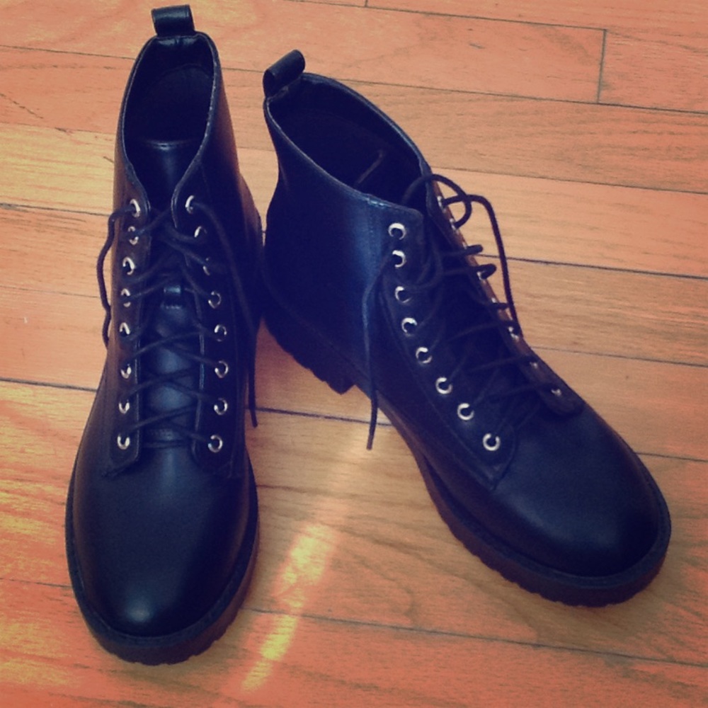 Black lace up boots
